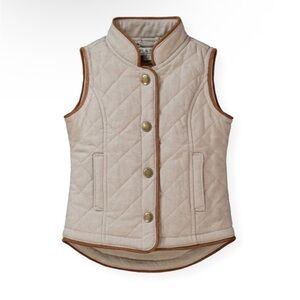 Hope & Henry Quilt Button Tan Brown Vest Organic Americana Horse Riding Outdoor